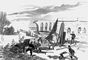 Сооружение баррикады 19 марта 1871. Рис. А. Робида (1848—1926). Франция.