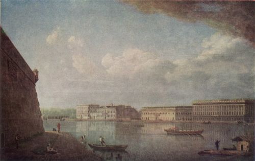 Ф. Я. Алексеев. «Вид набережной от Петропавловской крепости». 1794. Третьяковская галерея. Москва. Алексеев Федор Яковлевич.