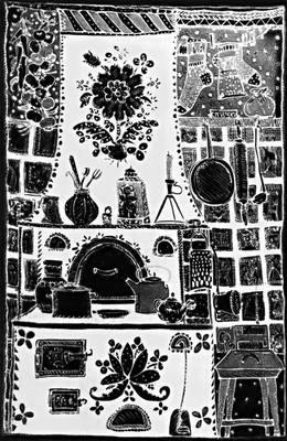 Роспись батиком. Панно «Народное». 1968. Художник Т. С. Воронецкая. Батик.