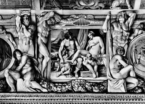 Болонская школа. Аннибале Карраччи. «Венера и Анхиз». Фреска в Палаццо Фарнезе в Риме. 1597—1604. Болонская школа.