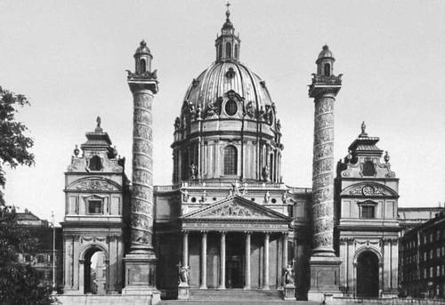 Церковь св. Карла Борромея. 1716—39. Архитектор И. Б. Фишер фон Эрлах. Вена.