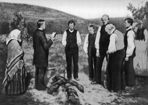 Э. Т. Вереншёлль. «Крестьянские похороны». 1885. Национальная галерея. Осло. Вереншёлль Эрик Теодор.