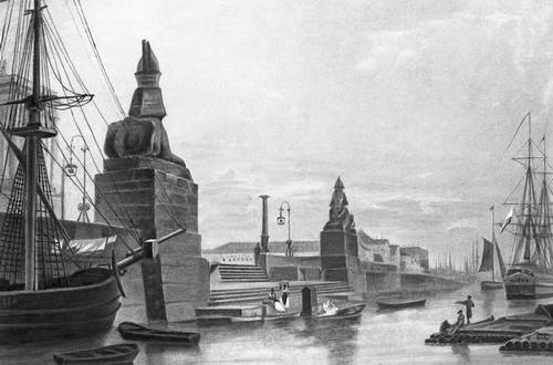 М. Н. Воробьев. «Набережная Невы со сфинксами у Академии художеств». 1835. Русский музей. Ленинград. Воробьёв Максим Никифорович.
