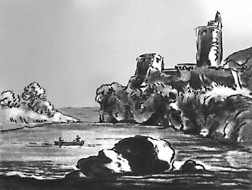 «Руины на море». Рис. И. В. Гёте. Гёте Иоганн Вольфганг.