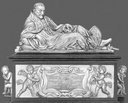 Х. Дюкенуа Младший. Гробница епископа А. Триста. Мрамор. 1643—54. Собор св. Бавона. Гент. (Фигурки ангелов выполнены Ф. Дюкенуа). Дюкенуа.
