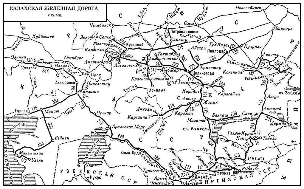 Казахская железная дорога. Схема. Казахская железная дорога.