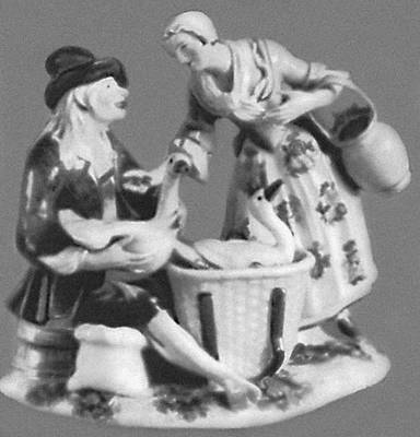 «Продавец гусей». Группа по модели И. И. Кендлера. Мейсенская фарфоровая мануфактура. Около 1735. Музей художественного ремесла. Лейпциг. Керамика.