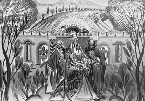 А. Коджоян Акоп Карапетович Коджоян. Иллюстрация к сказке Стефана Зорьяна «Азаран бабул». Акварель. 1925. Картинная галерея Армении. Ереван. Коджоян Акоп Карапетович.