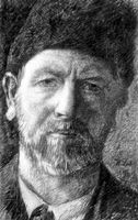 В. Лейбль. Автопортрет. Тушь, перо. 1896. Гравюрный кабинет. Дрезден. Лейбль Вильгельм.