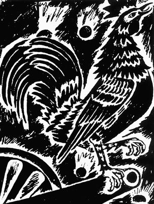 Н. С. Гончарова. «Галльский петух». Из серии «Мистические образы войны». 1914. Литография.