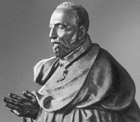 Ж. Пилон. Статуя канцлера Рене Де Бирага (фрагмент). Бронза. 1583—85. Лувр. Париж. Пилон Жермен.