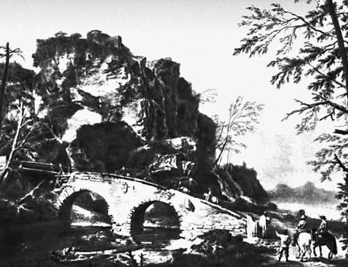 С. Роза. «Пейзаж с мостом». Галерея Палатина. Флоренция. Роза Сальваторе.