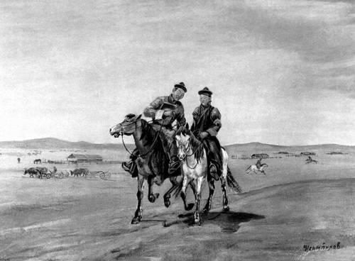 Ц. Сампилов Сампилов. «Любовь в степи». 1925 или 1927. Музей искусства народов Востока. Москва. Сампилов.