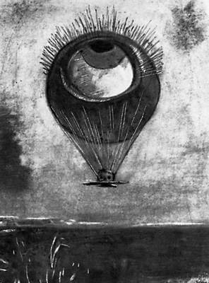 О. Редон (Франция). «Глаз как шар». Рисунок углем. Около 1890. Символизм.