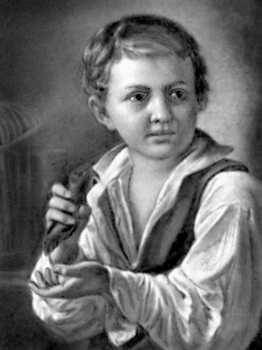 Тропинин В. А. «Мальчик, выпускающий из клетки щеглёнка». 1825. Ивановский художественный музей.