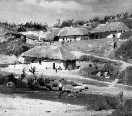 В. Д. Орловский. «Хаты в летний день». 1870-е гг. Музей украинского изобразительного искусства УССР. Киев.